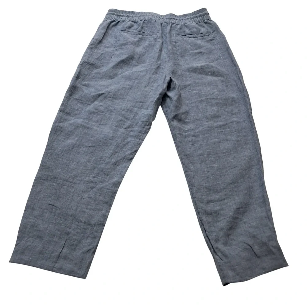 Athleta Pants Womens 8 Blue Cabo Linen Jogger Elastic Waist Drawstring Pockets